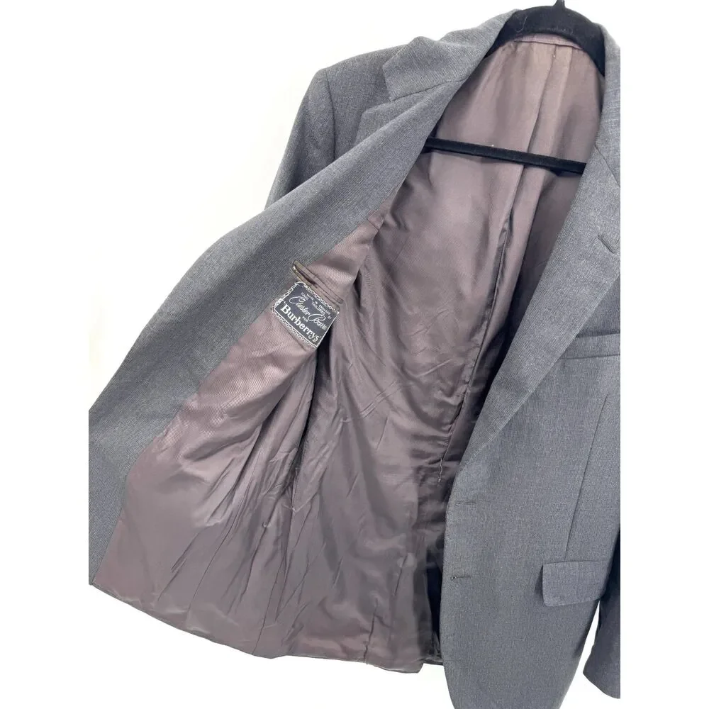 BURBERRY Vintage Dark Gray 2 Button Blazer Jacket Size Large 40